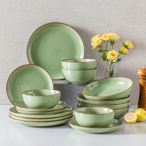 Modern Luxury Green Ceramic Dinnerware Set for Stylish Dining Table Decoration