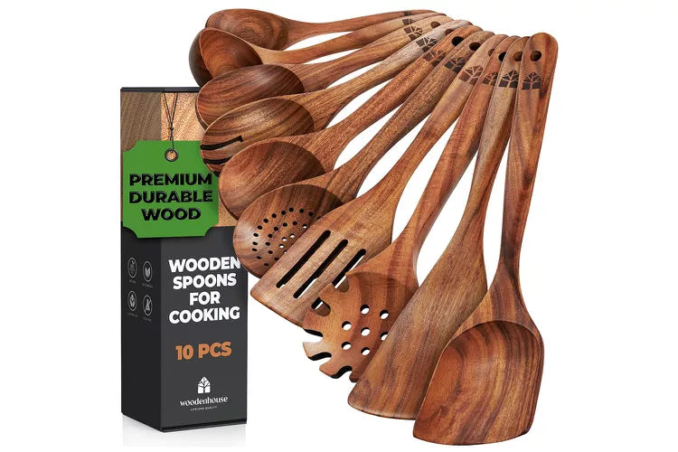 natural wooden kitchen tools for cooking